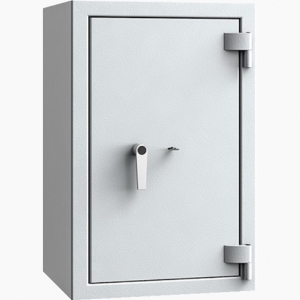 Sejf Save4ever model 419103.01. Klasa antywłamaniowa III, klasa odporności ogniowej LFS 30. Jasny szary, zamykany zamkiem kluczowym.