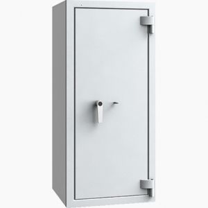 Sejf Save4ever model 419105.01. Klasa antywłamaniowa III, klasa odporności ogniowej LFS 30. Jasny szary, zamykany zamkiem kluczowym.