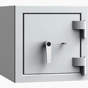 Sejf Save4ever model 419100.01. Klasa antywłamaniowa III, klasa odporności na ogień LFS 30. Jasny szary zamykany zamkiem kluczowym. 